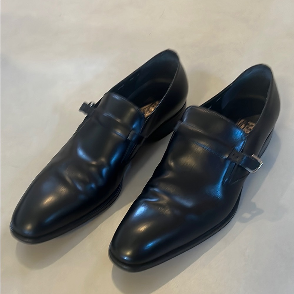 Salvatore Ferragamo Black Leather Single Monk Strap, Ferragamo 9.5, 10.5 US